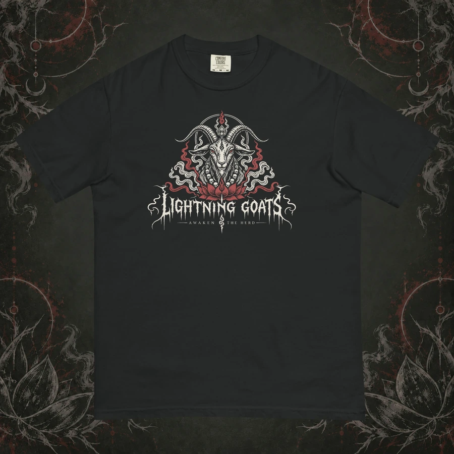 Awaken the Herd — Lightning Goats × Black Metal Buddha on Comfort Colors 1717.